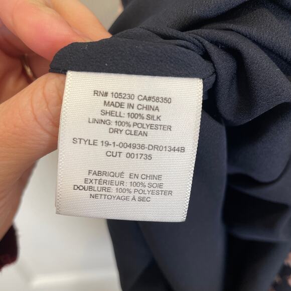 Joie Orita B Floral Print Midi Dress Flutter Sleeve Navy Pink Silk Ruffle 8 - Picture 5 of 6